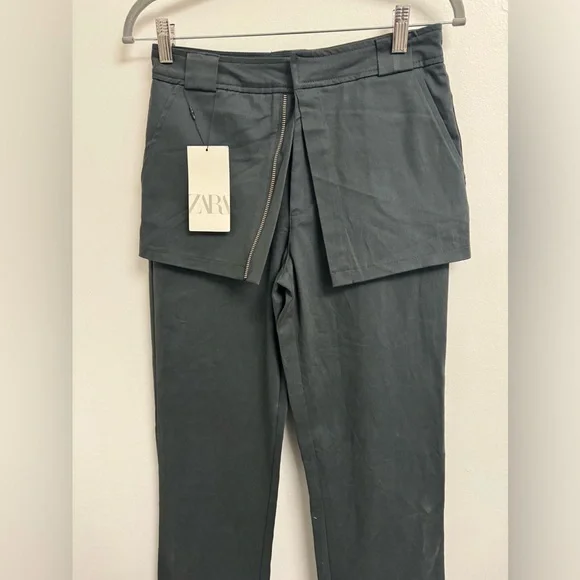 Zara Charcoal Gray Asymmetrical Trousers - Picture 1 of 14